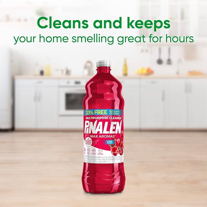 Pinalen Max All Purpose Household Cleaning, 2-In-1 High-Performance Multisurface Bathroom And Kitchen Cleaner, With Floral Scent + Bonus Pack - (33.8 oz) (2024) (Pack of 2)