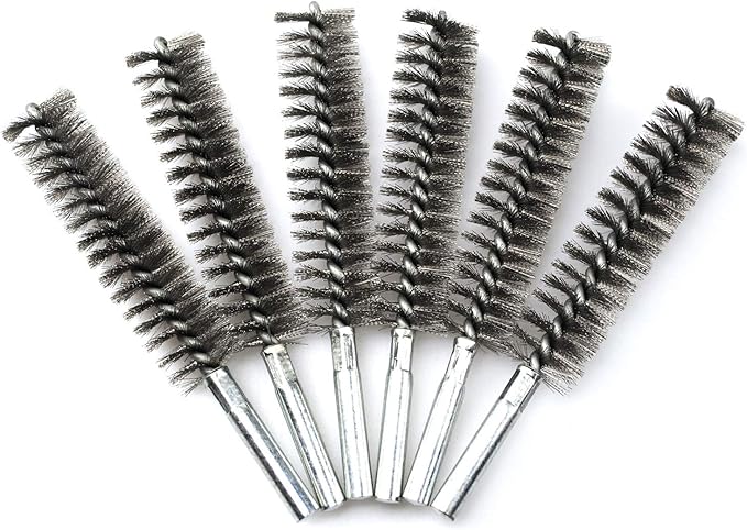 6pcs Pipe Cleaning Brush Set Stainless Steel Bristles, Stainless Steel Pipe Brush for Auto Parts, Tubes, Etc. (1 1/10"(28mm))