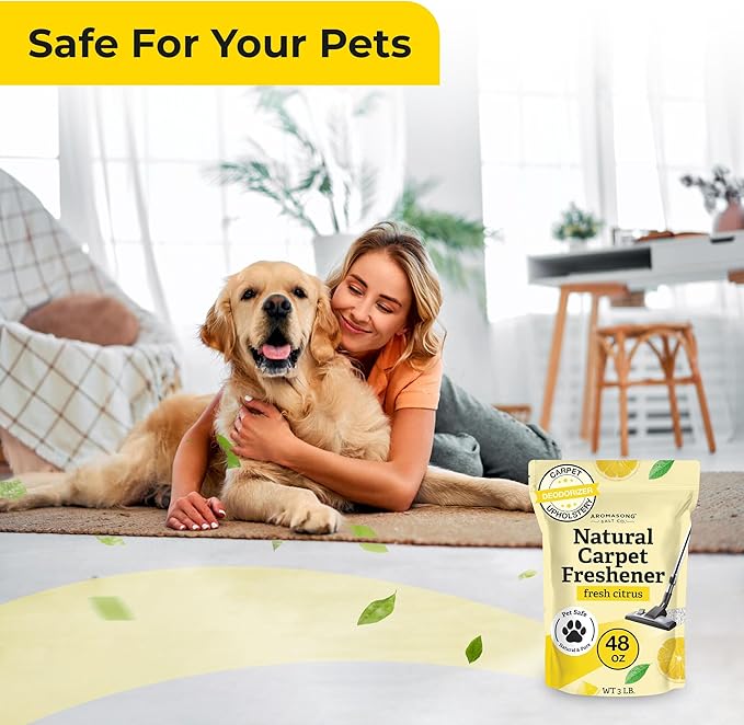 Aromasong Carpet Deodorizer - 100% Natural Carpet Freshener Powder - Safe For Pets - Carpet Powder For Vacuuming - Upholstery Deodorizer - Effective Pet Odor Eliminator For Strong Odor & Pet Urine