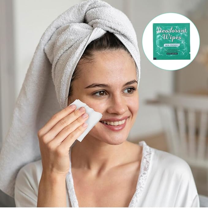 100 Pcs Deodorant Wipes Individually Wrapped Mini Deodorant Travel Size Wet Armpit Wipes Travel Deodorants Bulk for Women Men Homeless Personal Cleansing Wipe Butt Hands Face Underarm Sports(Jasmine)