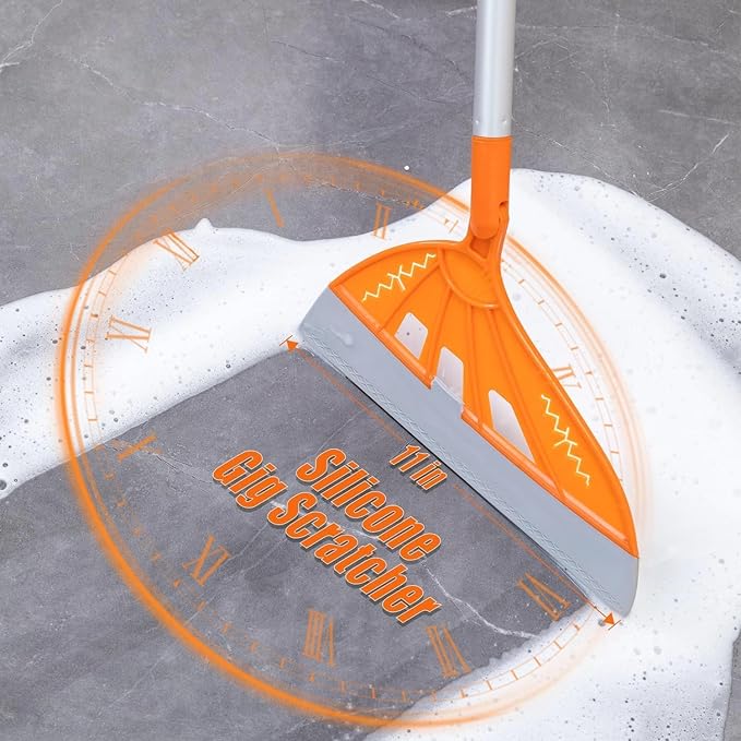 Magic Air Silicone Broom Sweeper, Multifunction Silicone Broom, Household Squeegee for Floor Cleaning, Bathroom, pet Hair, Dog Brush Set Orange