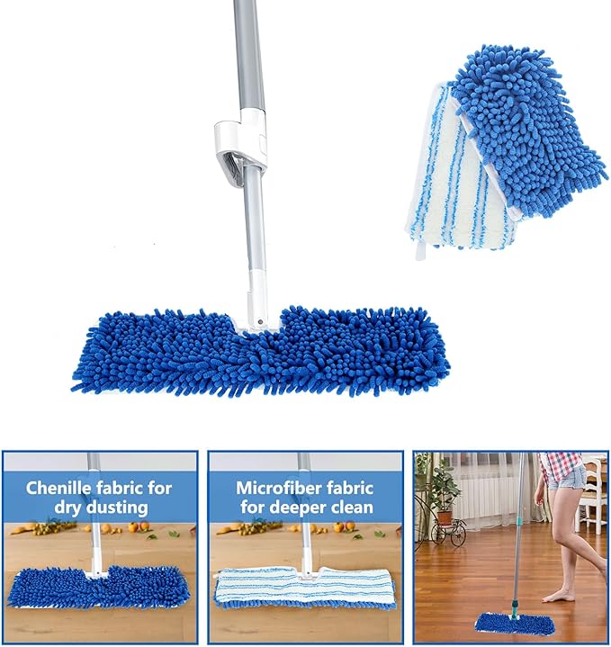 4 Pack Microfiber Mop Refills Compatible with O-Cedar, Dua-Action Microfiber Flip Mop, Replacement Mop Heads for Dry/Wet Use, Machine Washable, Double Sided Mop Pads for Floor Cleaning