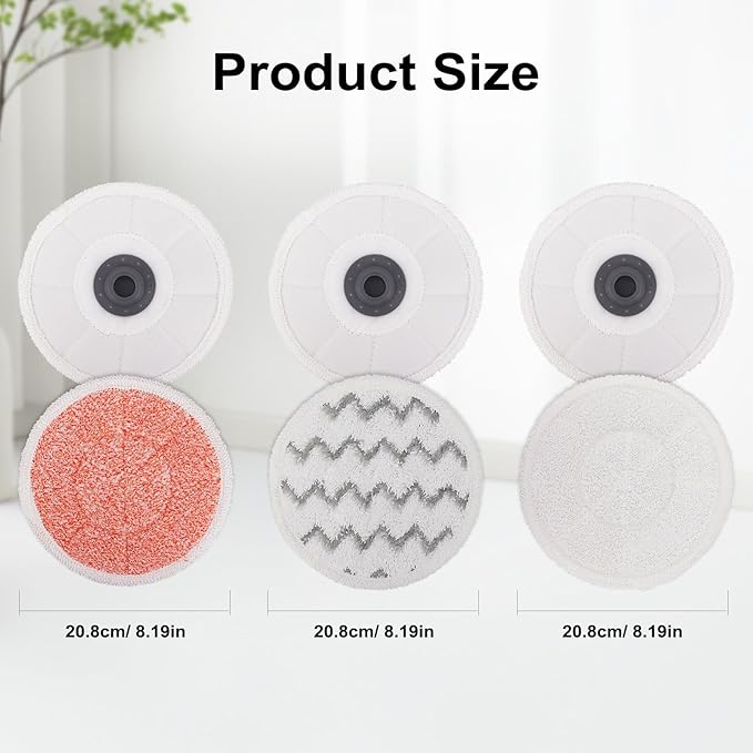 3897A Steam Mop Pads for Bissell SpinWave SmartSteam Scrubbing Steam Mop - Replacement Rotating Mop Head Fit 3897A 3712 3712W, Model No 1641112 (2+2+2