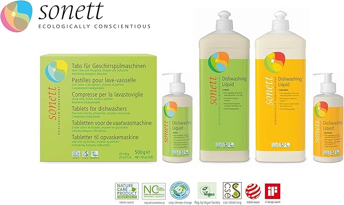 Sonett Organic Dishwashing Liquid, All Purpose Cleaner Sensitive Skin For People With Allergies (17 Fl.Oz (1 Count)) Certified Organically Grown