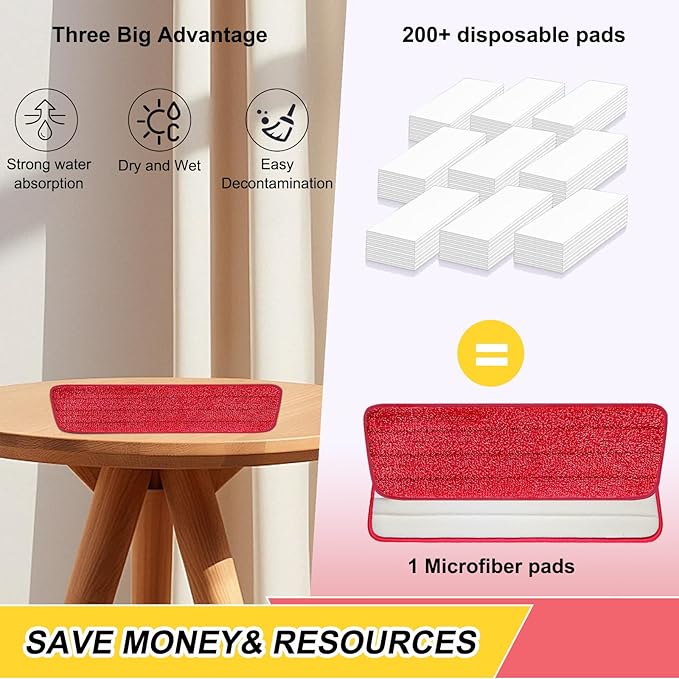 8 Pack 16.5 inch Reusable Mop Pads Microfiber Spray Mop Replacement Heads for Wet/Dry Mops Compatible with Bona Floor Care System