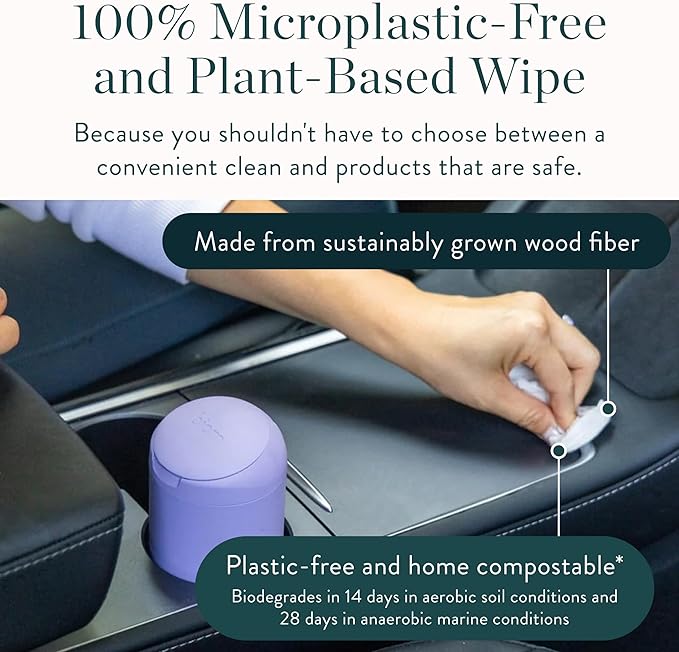 Mini Dispenser + All-Purpose Wipes Starter Kit - Non-Toxic Grapefruit Scented Everything Cleaning Wipes | Biodegradable Plant-Based Surface Cleaner | All Natural Kid & Pet Friendly (Citrine)