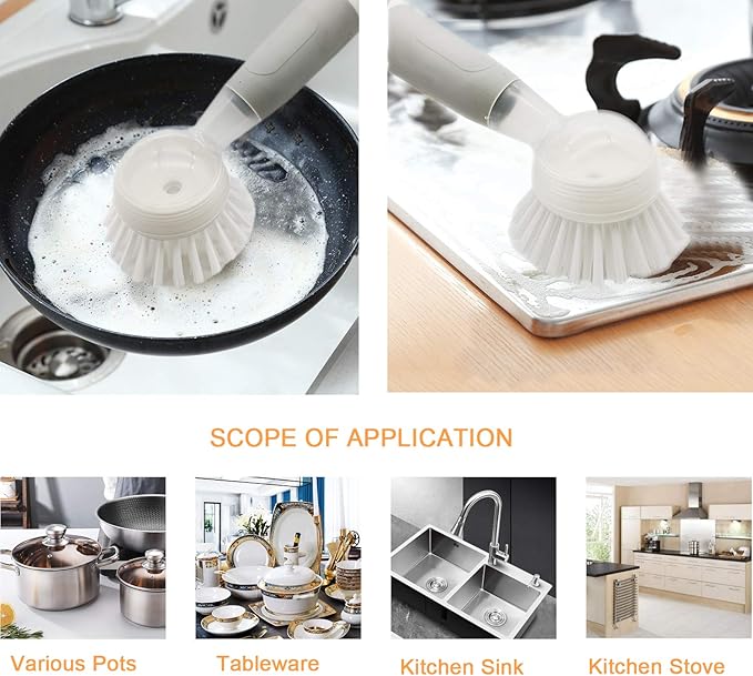 Silicone Brush Set for Kitchen,Dish Brush,Bottle Brush,Scrub Brush with Soap Dispenser,countertop Cleaning Brush,Kitchen Cleaning (5pack)