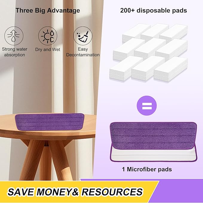 8 Pack 16.5 inch Reusable Mop Pads Microfiber Spray Mop Replacement Heads for Wet/Dry Mops Compatible with Bona Floor Care System