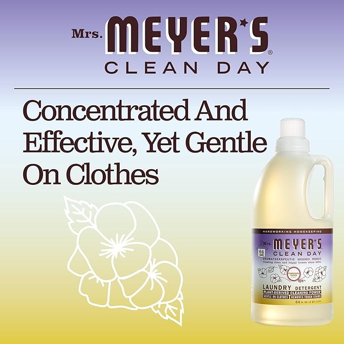 MRS. MEYER'S CLEAN DAY Liquid Laundry Detergent, Biodegradable Formula Infused with Essential Oils, Compassion Flower, 64 oz - Pack of 2 (128 Loads)