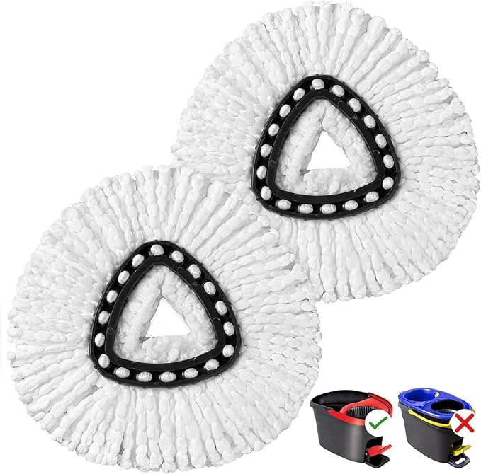 HOMEXCEL Mop Replacement Heads Compatible with O-Cedar EasyWring Spin Mops 2 Pack-Washable Microfiber Spin Head Refills-Easy Cleaning Mop Head Replacement