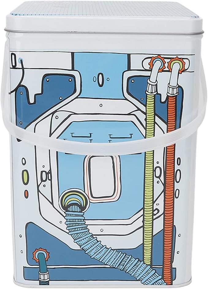 Detergent Canister, Laundry Powder Box Large Capacity Decor Display Tin Blue with Handle for Washing Tablets for Storing