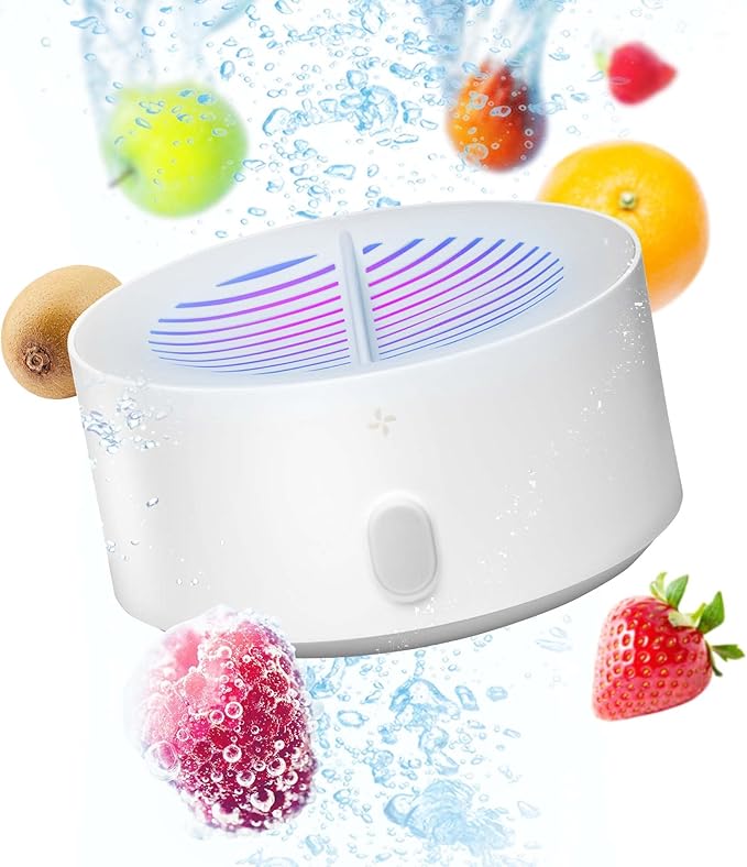 AquaPure - Fruit and Vegetable Washing Machine, 1-Year Warranty, Fruit Cleaner Device That Cleans Fresh Produce in Water, Waterproof Fruit and Vegetable Cleaner, Fruit and Veggie Purifier