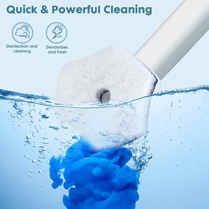 COBETE Disposable Toilet Brush Wand Kit with 56 Refills, Efficient Deep Scrubbing Toilet Bowl Cleaner Wand for Bathroom Toilet Cleaning