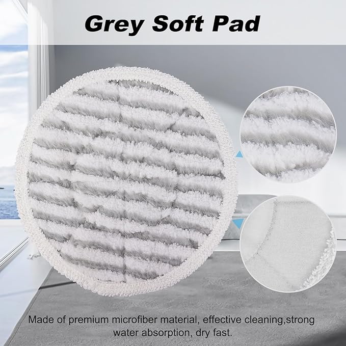 3897A Steam Mop Pads for Bissell SpinWave SmartSteam Scrubbing Steam Mop - Replacement Rotating Mop Head Fit 3897A 3712 3712W, Model No 1641112 (6Pack - Straight Wave Soft Pads