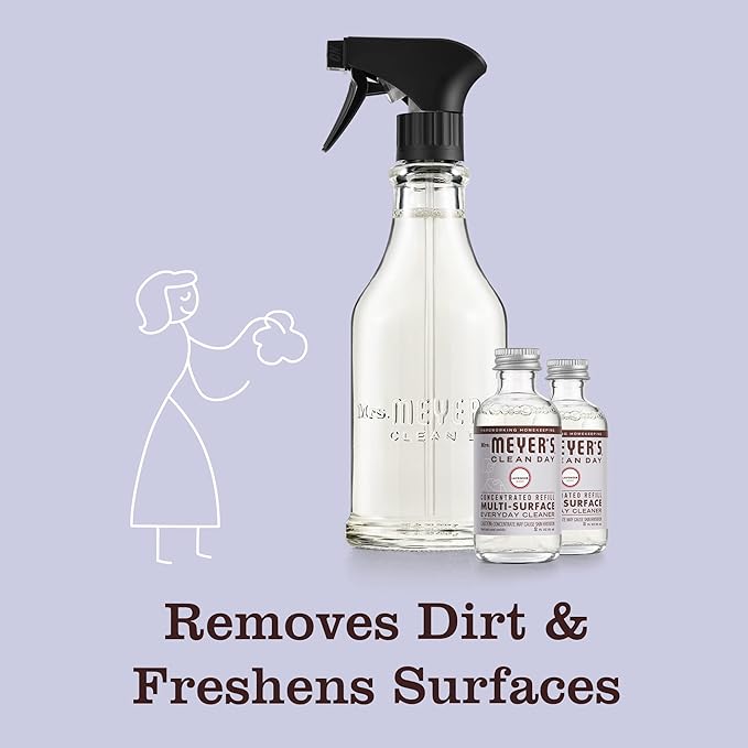MRS. MEYER'S CLEAN DAY Multi-Surface Everyday Cleaner Concentrated Refills, 4 Concentrated Refills (2 Fl. Oz. each), Lavender Scent, Makes 64 Fl. Oz. Total