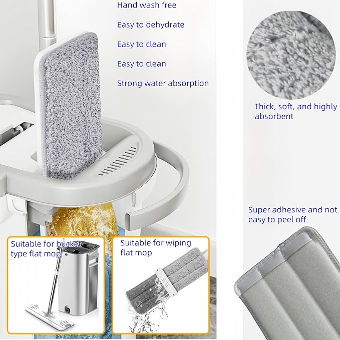 Mop Replacement Pads,6 Pack 13" X 4.9" Microfiber Flat Mop Pads Flat Mop Pads Washable Microfiber, Reusable Floor Mop Pads, Compatible with Joymoop Mop