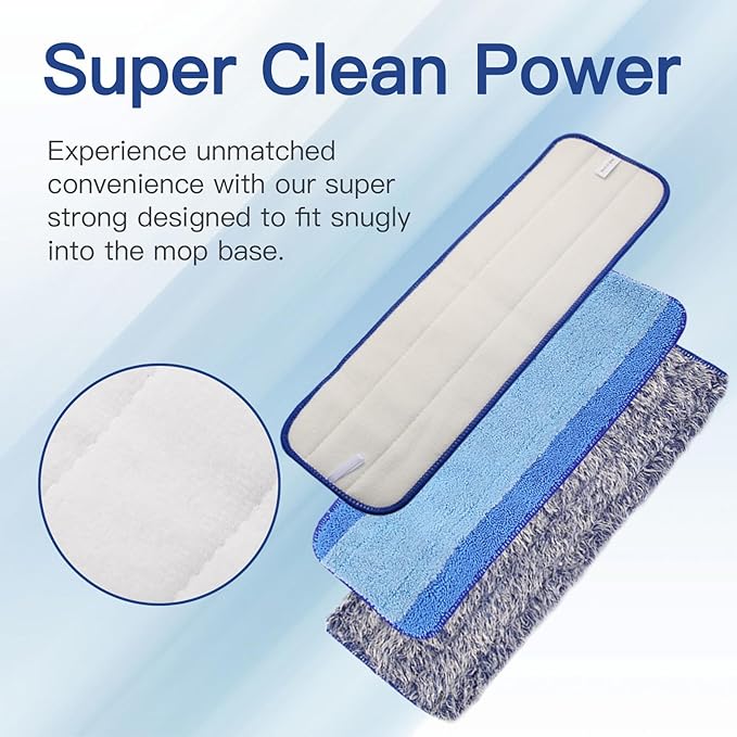 6 Pack Mop Pads Replacement Compatible with Bona Mop Washable Reusable Microfiber Cleaning Pad Hardwood Floor Cleaner Multi-Surface Cleaner Refill 3 Deep Cleaning Pad++3 Microfiber Dusting Pad System
