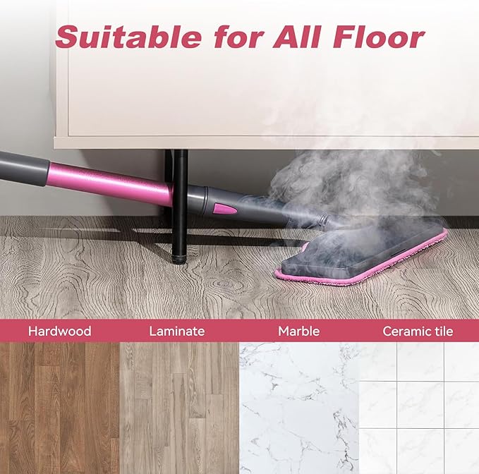 12 Pack Steam Mop Pads Compatible with Schenley Steam Mop Cleaner and Dupray Neat Steam Cleaner - Washable Reusable Wet & Dry Cleaning - Microfiber Mop Pad Refill for Multi-Surface Floor (Pink)