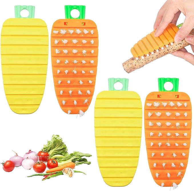 4 Pack Vegetable Brush, Fruit Brush Set, Multiple Segments are Bendable Fruit Vegetable Cleaning Brush, Fruit Peeler, for All Kinds Fruits Vegetables