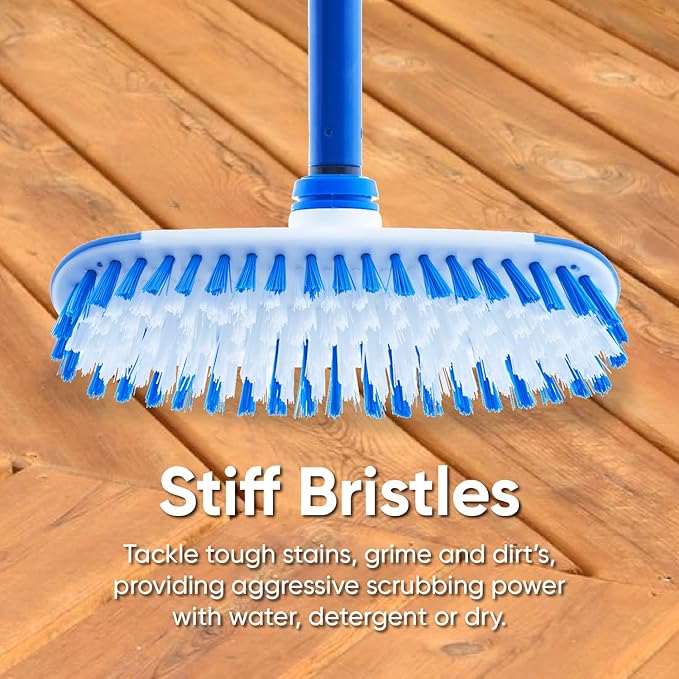 Superio Deck Scrub Brush Head Heavy Duty Stiff Bristles Replacement, Brush Refill with Scraper - Cleans Hot Tub, Swimming Pool, Granite Tiles, Bathroom, Patio, Kitchen, Wall, and Deck, (2)