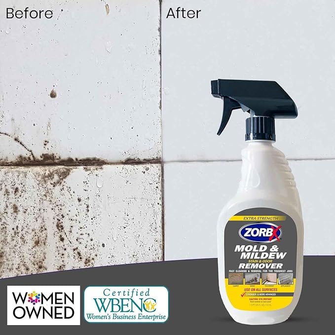 ZORBX Extra Strength M&M Remover & Cleaner Spray 24 FL Oz – Scrub Free Formula - Bleach Free M&M Stain & Smell Eliminator for Shower, Bathroom, Ceiling, Carpet, Cars, Walls & Wood