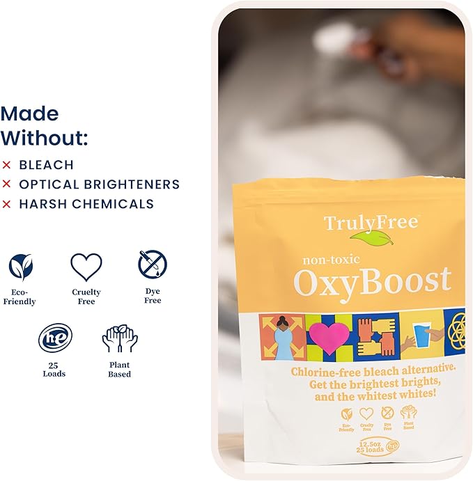 OxyBoost - Oxygen Stain Remover Powder for Laundry | Color Safe Stain Remover for Clothes | Chlorine-Free Whitener for Whites & Colors | Oxy Cleaner with Sodium Percarbonate (12.5oz)