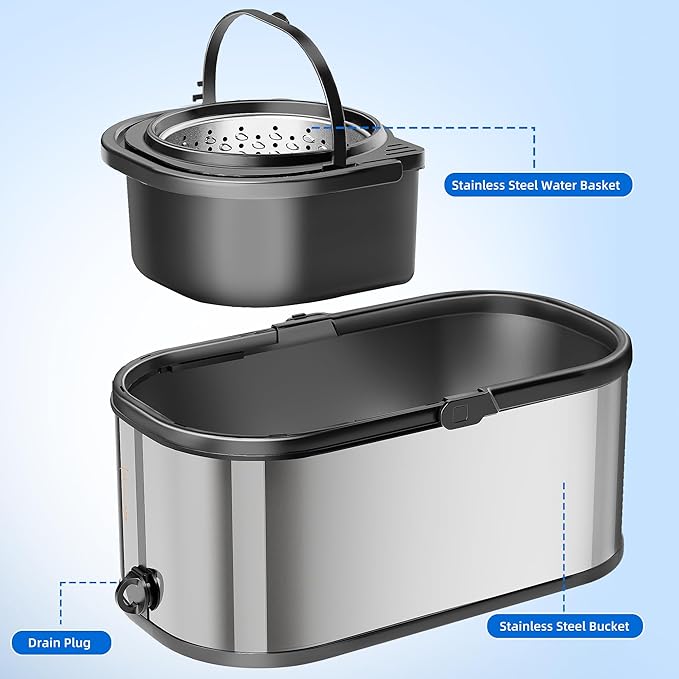 EasyWring Microfiber Spin Mop with Wringer Set, 360° Spining Mop and Bucket Set for Cleaning with Extra Refills, Trueclean Mop Bucket System (Silver)