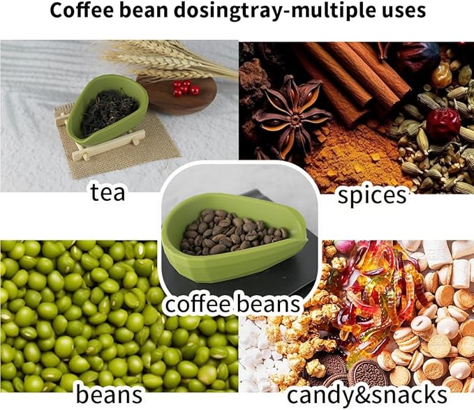 5 Pack Professional Silicone Coffee Bean Dosing Cup, Spray Bottle, WDT Espresso Coffee Stirrer Tool, Bean Spoon, Cleaning Brush,Coffee Bar Accessories for Static Reduction (Green)