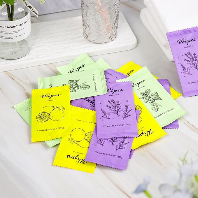 Individual Hand Wipes Wet Wipes Travel Size,Wet Wipes Individually Wrapped Bulk Cleansing Travel Size Wipes for Wedding Travel Restaurant Barbecue150