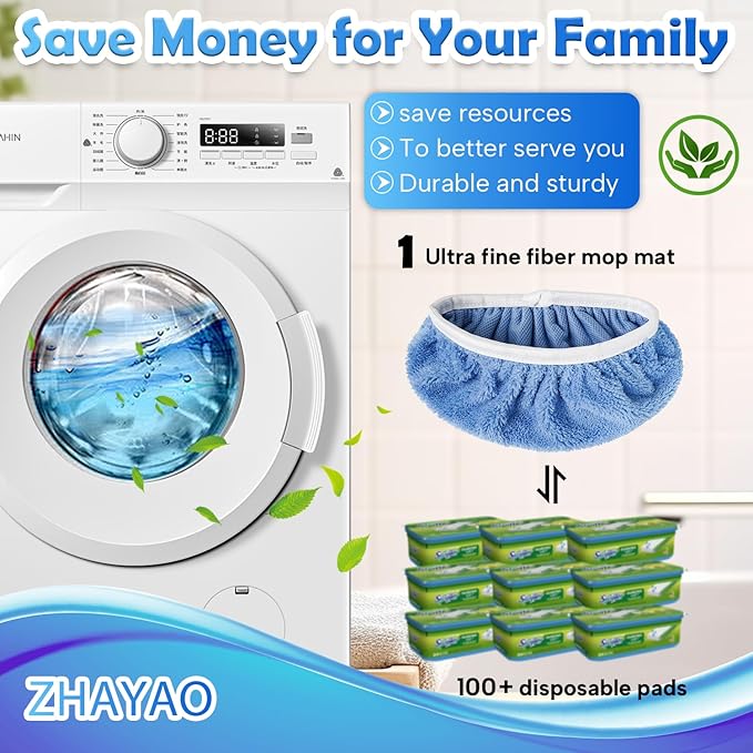 3 Pack Reusable Microfiber Mop Pads Compatible with Swiffer Sweeper, Wet and Dry Flat mop Cover, Washable Swiffer Pads for Surface/Hardwood Floor Cleaning (Mop is Not Included)