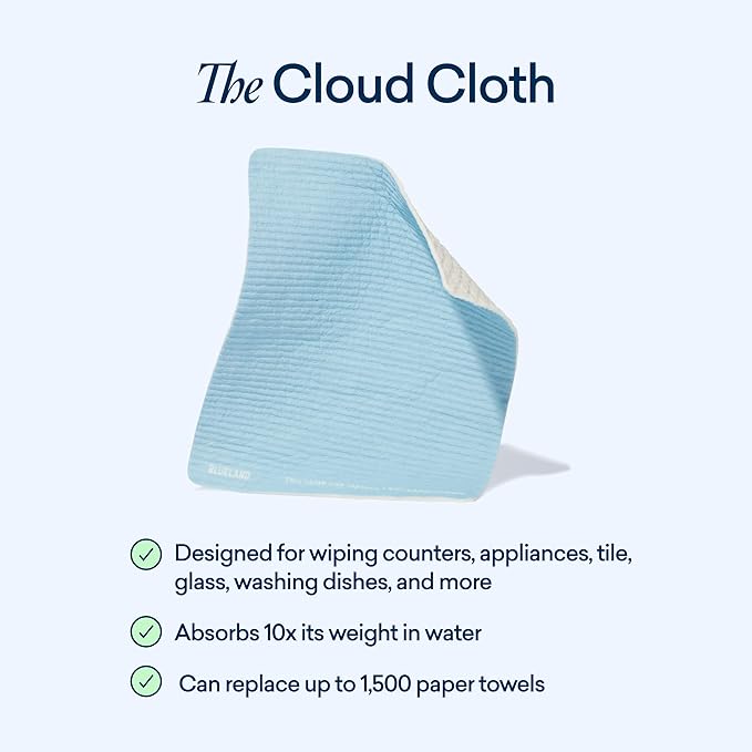 BLUELAND Cloud Cloth, 3-Pack, Reuseable Paper Towel Replacement, Natural Swedish Dish Kitchen Sponge