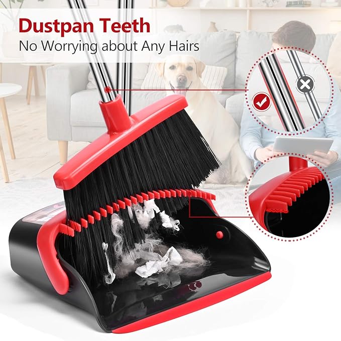 Aifacay Broom and Dustpan Set for Home,Reusable Mop Refill Pads Compatible with Swiffer Wet Jet, 6 Pack Microfiber Wet Dry Use Replacement Heads for Swiffer WetJet 11" Mop Types of Floor Cleaning