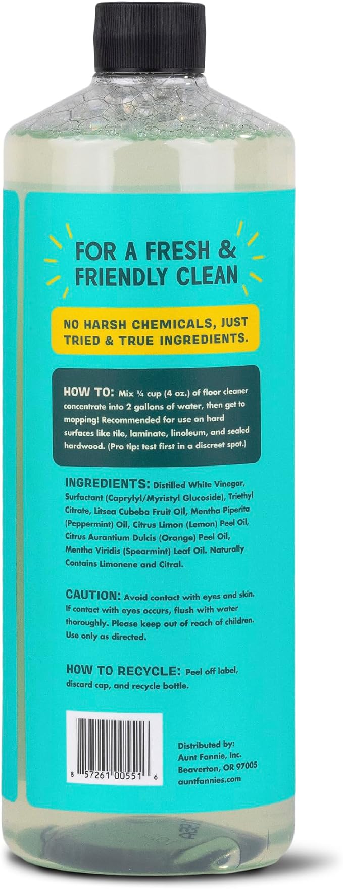 Aunt Fannie's Ultra Concentrated Floor Cleaner Vinegar Wash, Multi-Surface Floor Cleaner For Mopping, Makes 16 Gallons, Bright Lemon Scent, 32 oz. (Pack of 1)
