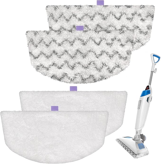 Steam Mop Replacement Pads Compatible with Bissell Powerfresh Mop Pads for Bissell 1940 1806 1544 1440 2075 2685 2814 Series Mops Resuable Floor Steamer Mop Pad Refills for Dry & Wet Cleaning, 4 Pack