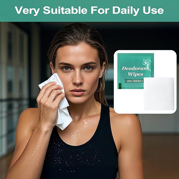 200 Pcs Deodorant Wipes Bulk, Individually Wrapped Antiperspirant Wipe, Mini Personal Cleansing Wipes for Travel, Sweat Body Wipe for Women Men Sports Cleanse Skin Excessive Sweating (Jasmine)