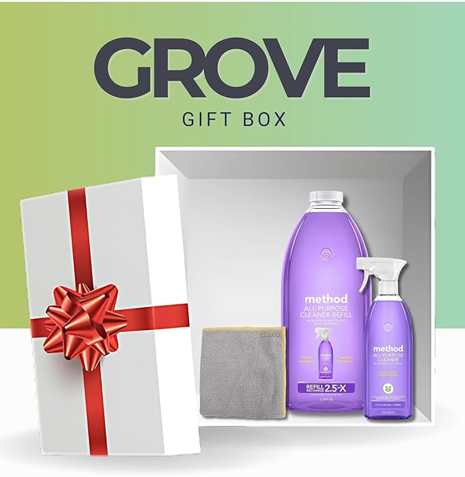 Method French Lavender Scent All Purpose Cleaner Spray 28 oz + 68 oz Refill Bundle with Microfiber Cloth - Multi Surface Cleaner Spray - Plant-Based Cleaning Power - Biodegradable Formula - (3 Items)