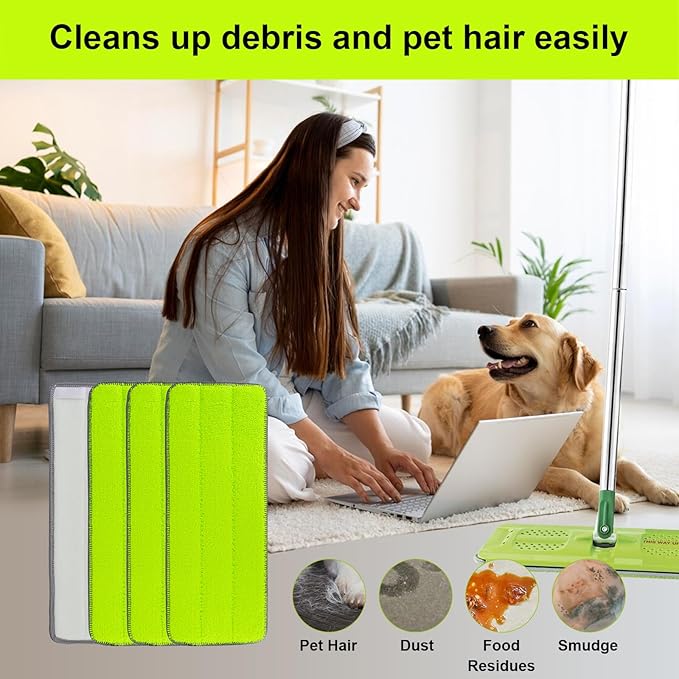 Replacement Microfiber Mop Pads for Libman Rinse 'n Wring Mop and Bucket System, Washable Reusable Wet & Dry Cleaning Refill Head for Multi-Surface Floor-8 Pack