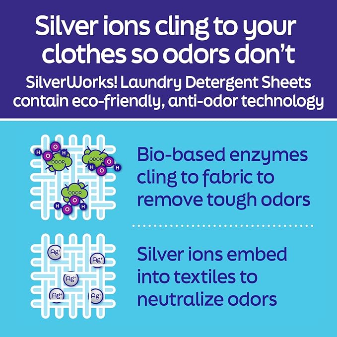 Premium Dissolvable Laundry Detergent Sheets, Silver Ion Odor Elimination Technology, Powerfully Clean & Prevent Odors, Dissolves Fully, 40 Sheets, Fresh Linen