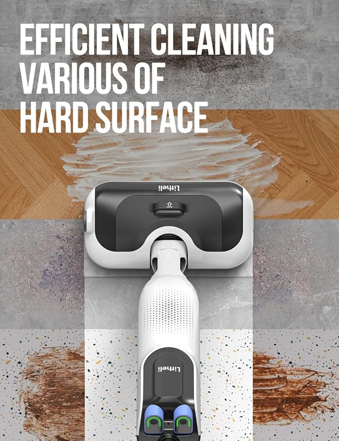 LiTHELi Cordless Vacuum Mop Cleaner, 2-in-1 Hard Floor Stick Vacuum, Wet Dry Mop, 2 Disposable Dust Boxes, 14 Disposable Pads & 1 Washable Pad, 2 Swappable 4000mAh Batteries