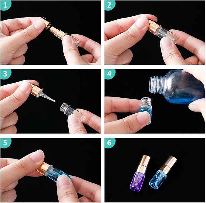 Zhehao 100 Pcs Mini Spray Bottles Clear Glass Perfume Bottles Refillable Fine Mist Perfume Atomizer Portable Empty Sample Containers for Cleaning, Essential Oils, Travel(2 ml)