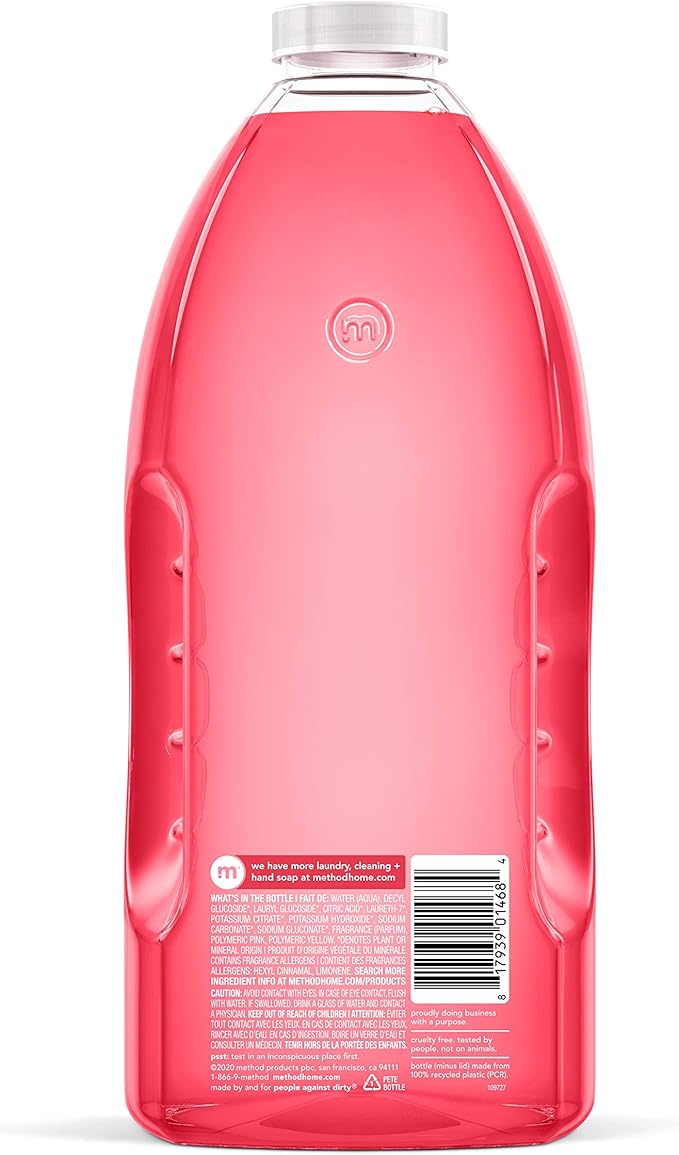 Method All-Purpose Cleaner Refill, Pink Grapefruit, Plant-Based and Biodegradable Formula Perfect for Most Counters, Tiles, Stone, and More, 68 Fl Oz bottles, (Pack of 6)