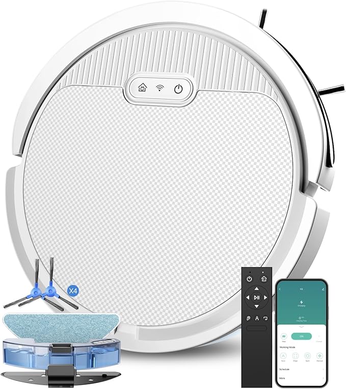 Robot Vacuum, Mopping Robot, Powerful 5000Pa, WiFi/Alexa/App/Remote Control, Quiet, Robotic Vacuum Cleaner with Self-Charging, Anti-Collision and Fall, for Pet Hair, Hard Floor, Carpet