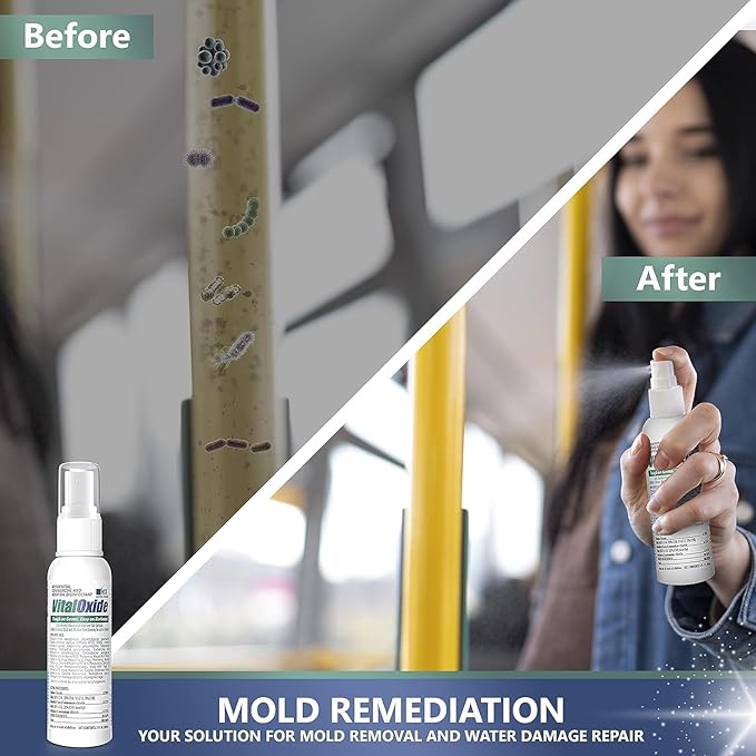Vital Oxide Disinfectant, Deodorizer, Cleaner, Food-Contact Sanitizer, Virucide – (EPA registration #82972-1) – Kills Mold & Mildew, Eliminates Odors – 32 oz, & (2) 3 oz Bottles
