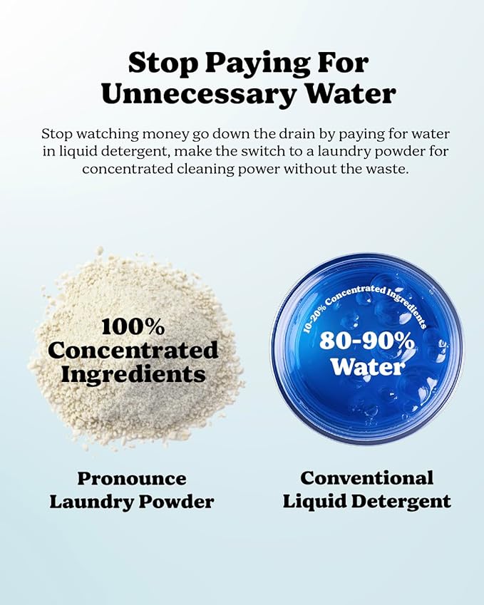 Pronounce Laundry Detergent Powder Alternative | Earth-Derived Ingredients, Eco-Friendly, Safer for Sensitive Skin, Eczema, and Babies. Stain + Smell Fighting. HE Safe (Unscented, 120 Loads)