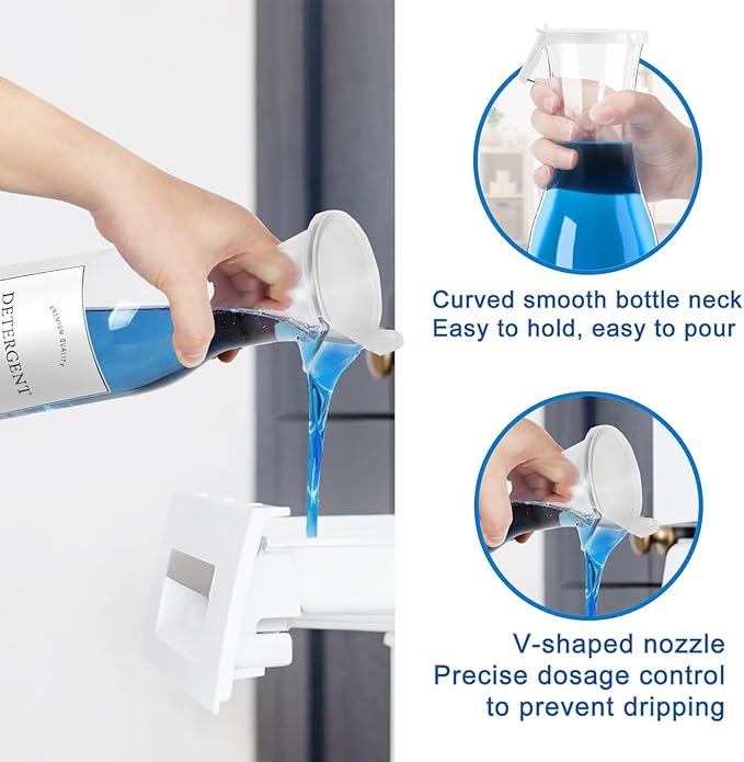 OneDream Laundry Detergent Dispenser 40oz for Laundry Room, Laundry Room Organization for Liquid Soap Scent Booster Softener Bleach Beads Fabric Softener, Laundry Powder Container Bottle 2pack