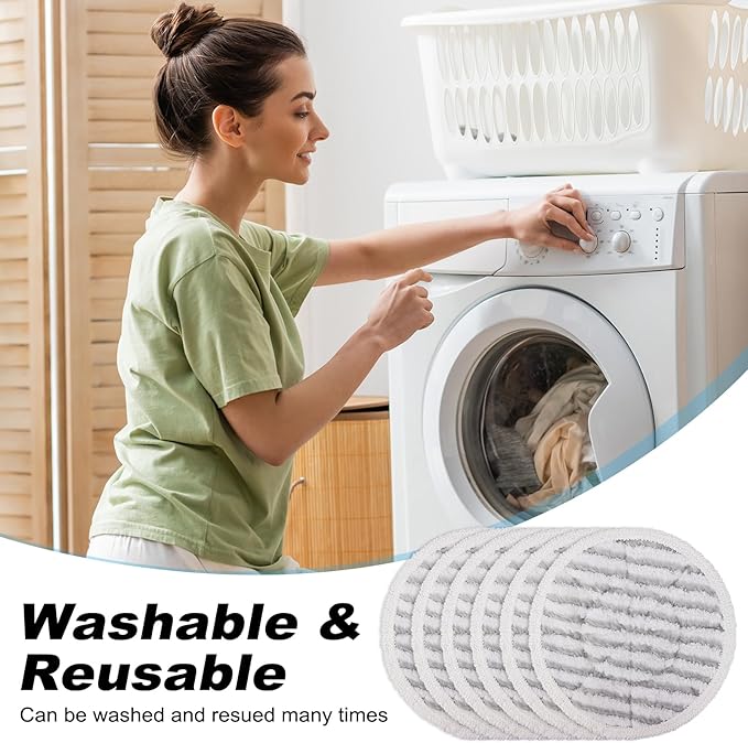 3897A Steam Mop Pads for Bissell SpinWave SmartSteam Scrubbing Steam Mop - Replacement Rotating Mop Head Fit 3897A 3712 3712W, Model No 1641112 (6Pack - Straight Wave Soft Pads