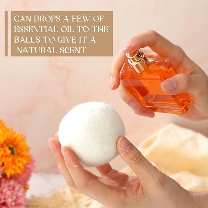 Preboun 12 Pcs Wool Dryer Balls Fabric Softener Dryer Balls Laundry Reusable Natural Wool Balls for Saving Drying Time Clothing Anti Winding, Anti Static