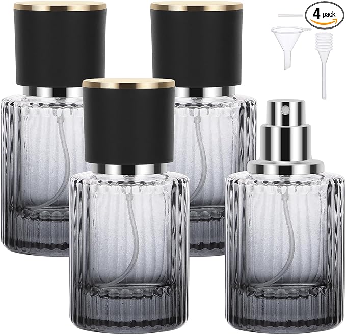 Segbeauty 1oz Perfume Spray Bottle, 30ml Empty Fine Mist Cologne Glass Bottle, Pack of 4 for Men, Large Travel Refillable Perfume Dispenser for Fragrance Oils
