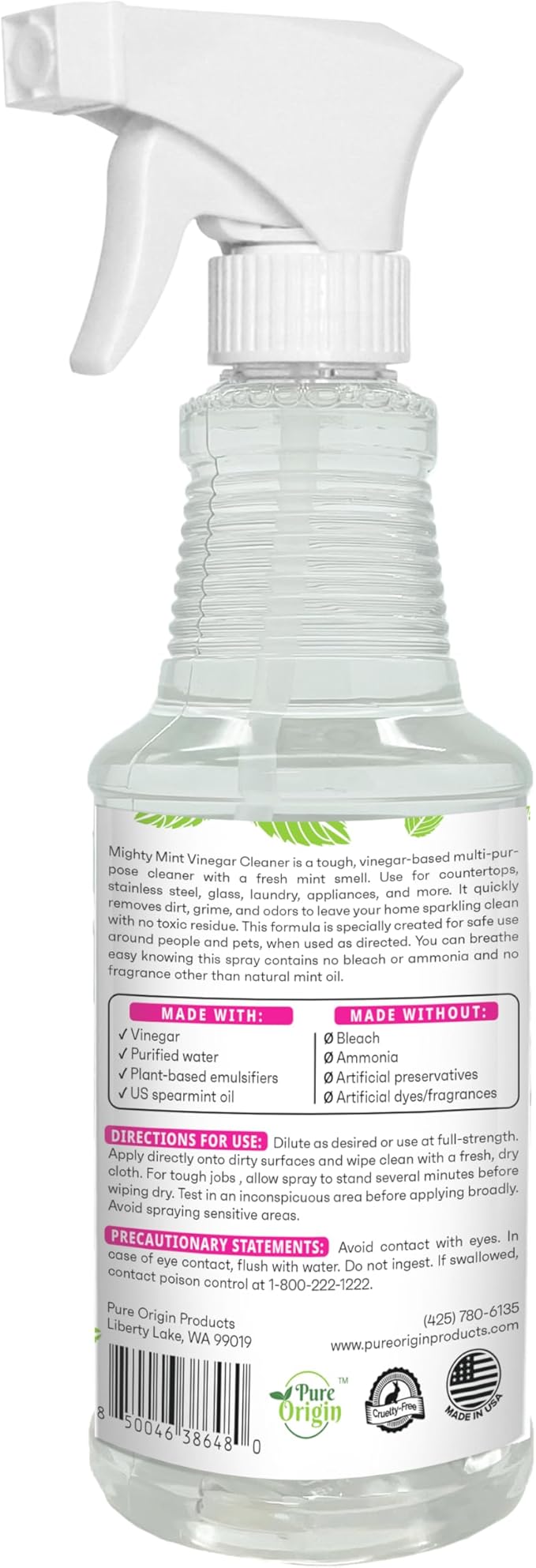 Mighty Mint Vinegar Cleaner, All-Purpose Spray, Spearmint Scent, 16oz