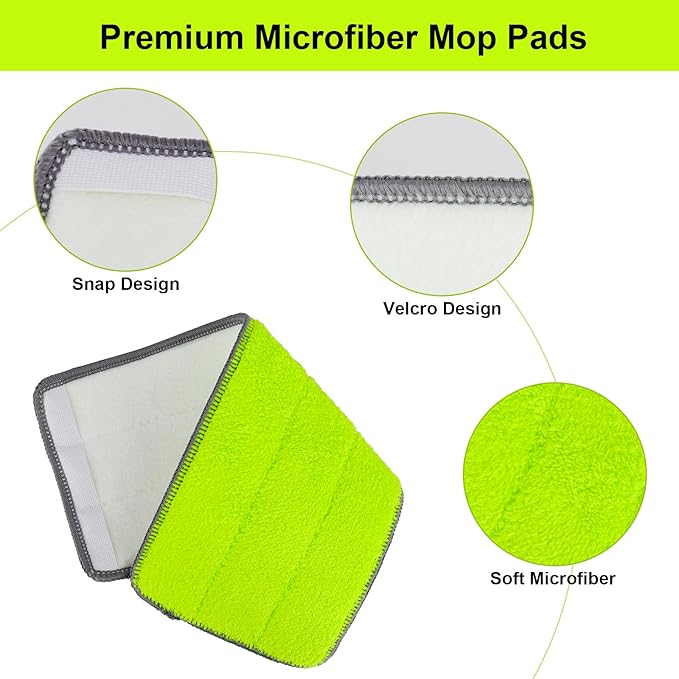 Replacement Microfiber Mop Pads for Libman Rinse 'n Wring Mop and Bucket System, Washable Reusable Wet & Dry Cleaning Refill Head for Multi-Surface Floor-8 Pack